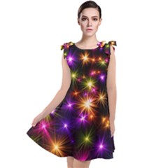 Star Colorful Christmas Abstract Tie Up Tunic Dress by Dutashop