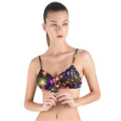 Star Colorful Christmas Abstract Tie Up Cut Bikini Top