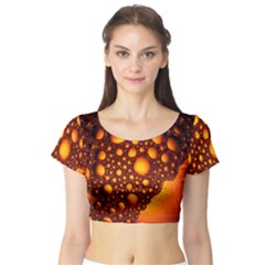 Bubbles Abstract Art Gold Golden Short Sleeve Crop Top