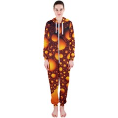 Bubbles Abstract Art Gold Golden Hooded Jumpsuit (ladies) 