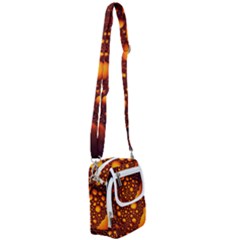 Bubbles Abstract Art Gold Golden Shoulder Strap Belt Bag by Dutashop
