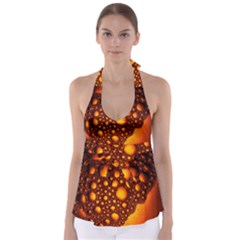 Bubbles Abstract Art Gold Golden Babydoll Tankini Top