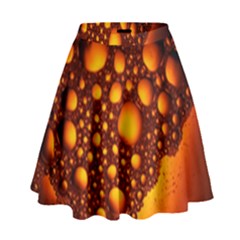 Bubbles Abstract Art Gold Golden High Waist Skirt