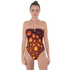 Bubbles Abstract Art Gold Golden Tie Back One Piece Swimsuit