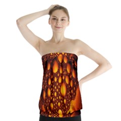 Bubbles Abstract Art Gold Golden Strapless Top