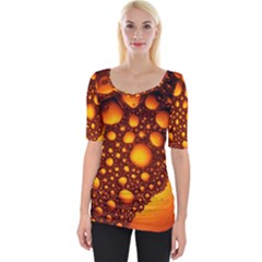 Bubbles Abstract Art Gold Golden Wide Neckline Tee