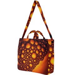 Bubbles Abstract Art Gold Golden Square Shoulder Tote Bag