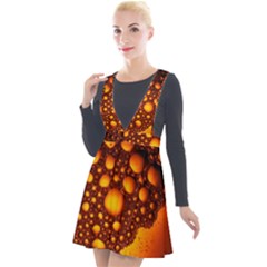 Bubbles Abstract Art Gold Golden Plunge Pinafore Velour Dress