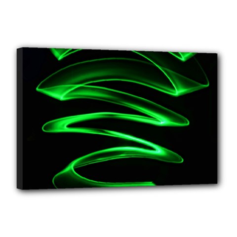 Green Light Painting Zig-zag Canvas 18  X 12  (stretched)