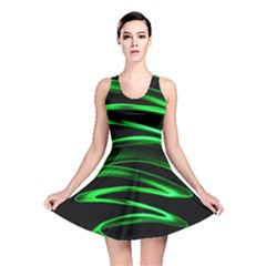 Green Light Painting Zig-zag Reversible Skater Dress