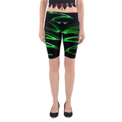 Green Light Painting Zig-zag Yoga Cropped Leggings