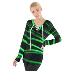 Green Light Painting Zig-zag Tie Up Tee