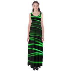 Green Light Painting Zig-zag Empire Waist Maxi Dress