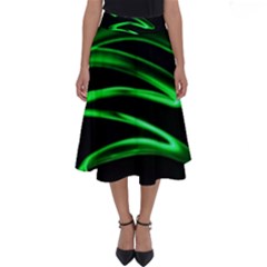 Green Light Painting Zig-zag Perfect Length Midi Skirt