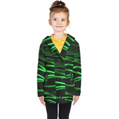 Green Light Painting Zig-zag Kids  Double Breasted Button Coat
