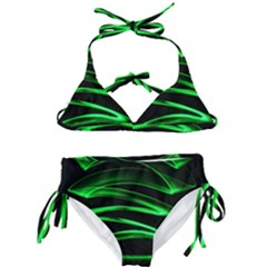 Green Light Painting Zig-zag Kids  Classic Bikini Set by Dutashop