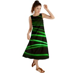 Green Light Painting Zig-zag Summer Maxi Dress