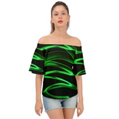 Green Light Painting Zig-zag Off Shoulder Short Sleeve Top by Dutashop