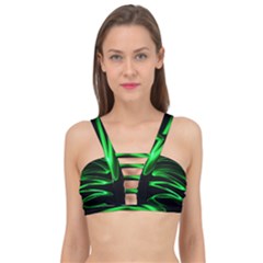 Green Light Painting Zig-zag Cage Up Bikini Top