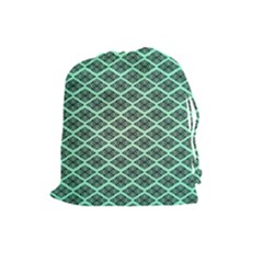Pattern Texture Geometric Pattern Green Drawstring Pouch (large) by Dutashop