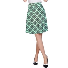 Pattern Texture Geometric Pattern Green A-line Skirt