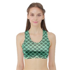 Pattern Texture Geometric Pattern Green Sports Bra With Border