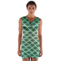 Pattern Texture Geometric Pattern Green Wrap Front Bodycon Dress
