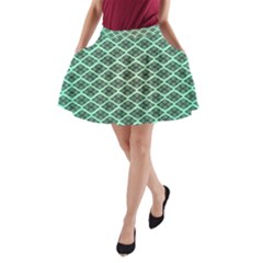 Pattern Texture Geometric Pattern Green A-line Pocket Skirt