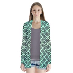 Pattern Texture Geometric Pattern Green Drape Collar Cardigan