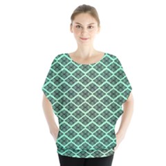 Pattern Texture Geometric Pattern Green Batwing Chiffon Blouse