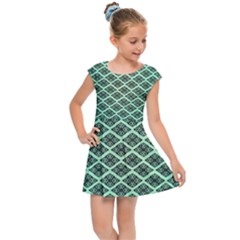 Pattern Texture Geometric Pattern Green Kids  Cap Sleeve Dress