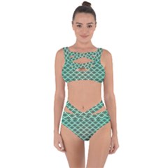 Pattern Texture Geometric Pattern Green Bandaged Up Bikini Set 