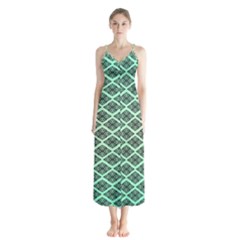 Pattern Texture Geometric Pattern Green Button Up Chiffon Maxi Dress by Dutashop