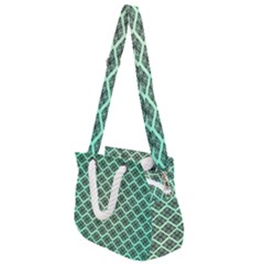 Pattern Texture Geometric Pattern Green Rope Handles Shoulder Strap Bag by Dutashop