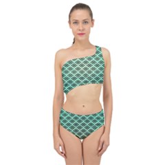 Pattern Texture Geometric Pattern Green Spliced Up Two Piece Swimsuit by Dutashop