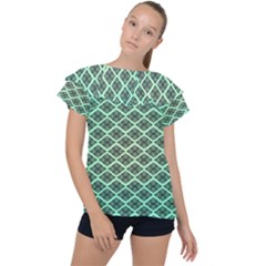 Pattern Texture Geometric Pattern Green Ruffle Collar Chiffon Blouse