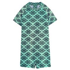 Pattern Texture Geometric Pattern Green Kids  Boyleg Half Suit Swimwear