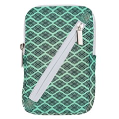 Pattern Texture Geometric Pattern Green Belt Pouch Bag (large)