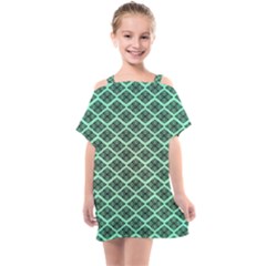 Pattern Texture Geometric Pattern Green Kids  One Piece Chiffon Dress