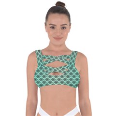 Pattern Texture Geometric Pattern Green Bandaged Up Bikini Top