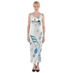 Music Notes Fitted Maxi Dress