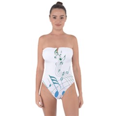 Music Notes Tie Back One Piece Swimsuit by Dutashop