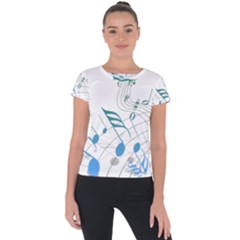 Music Notes Short Sleeve Sports Top  by Dutashop