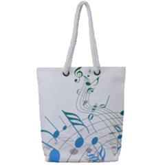 Music Notes Full Print Rope Handle Tote (small)