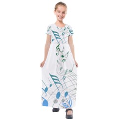 Music Notes Kids  Short Sleeve Maxi Dress by Dutashop
