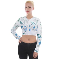 Music Notes Long Sleeve Cropped Velvet Jacket by Dutashop