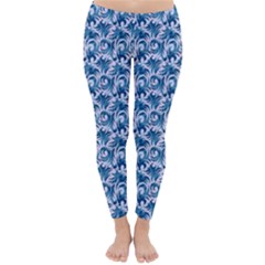 Blue Pattern Scrapbook Classic Winter Leggings