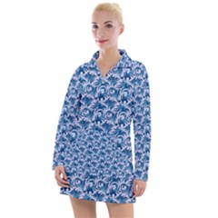 Blue Pattern Scrapbook Women s Long Sleeve Casual Dress