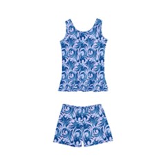 Blue Pattern Scrapbook Kids  Boyleg Swimsuit