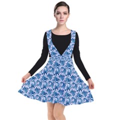 Blue Pattern Scrapbook Plunge Pinafore Dress